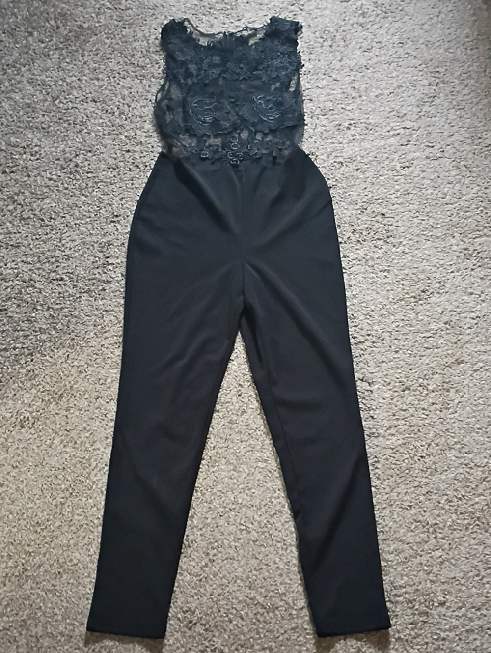iris Black Lace Bodice Sleeveless Jumpsuit